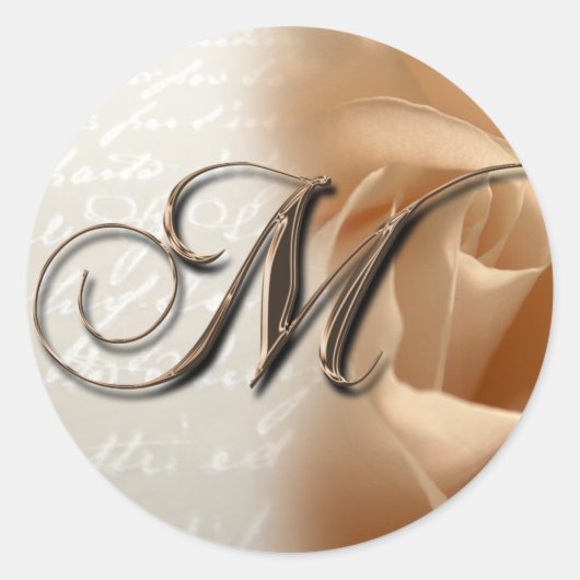 Monogram Letter M Bruiloft Envelop Sticker (Voorkant)