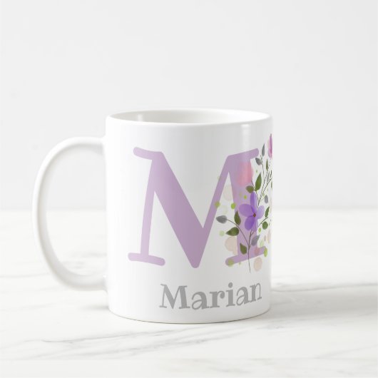 Monogram Letter M & Christelijke naam Koffiemok (Links)