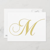 Monogram Letter M Golden Single Briefkaart (Voorkant / Achterkant)