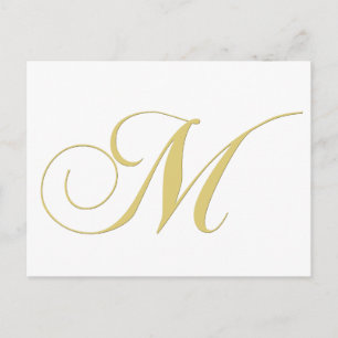 Monogram Letter M Golden Single Briefkaart