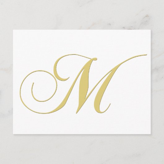 Monogram Letter M Golden Single Briefkaart (Voorkant)