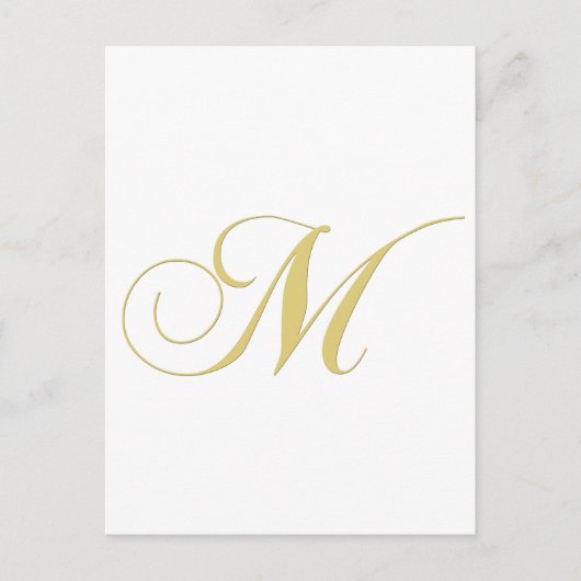 Monogram Letter M Golden Single Briefkaart (Voorkant)
