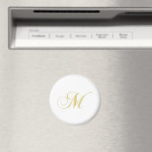 Monogram Letter M Golden Single Magneet (Insitu (Vaatwasser))