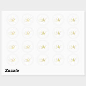 Monogram Letter M Golden Single Ronde Sticker (Vel)