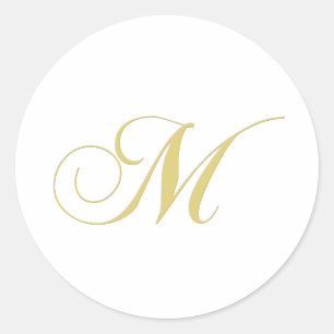 Monogram Letter M Golden Single Ronde Sticker