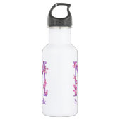 Monogram letter M naam orchidee roze paars Waterfles (Voorkant)