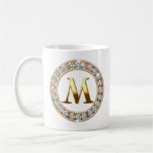 Monogram Letter M on Rose Gold Glitter Background Koffiemok (Links)