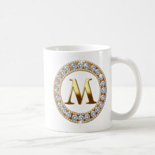 Monogram Letter M op roze gouden glinsterende acht Koffiemok