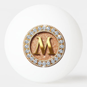 Monogram Letter M op roze gouden glinsterende acht Pingpongbal