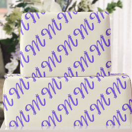 Monogram Letter M Paarse Crème Wrapping Paper Cadeaupapier