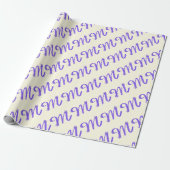 Monogram Letter M Paarse Crème Wrapping Paper Cadeaupapier (Uitgerold)