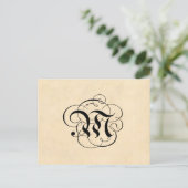 Monogram Letter M perkamentpapier Briefkaart (Staand voorkant)