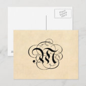Monogram Letter M perkamentpapier Briefkaart (Voorkant / Achterkant)