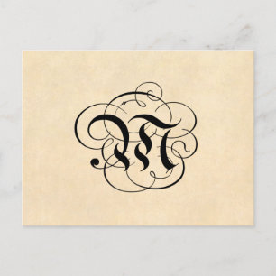 Monogram Letter M  perkamentpapier Briefkaart