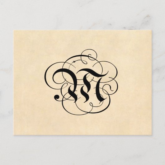 Monogram Letter M perkamentpapier Briefkaart (Voorkant)