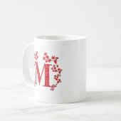 Monogram Letter M Red Leaves Koffiemok (Voorkant links)