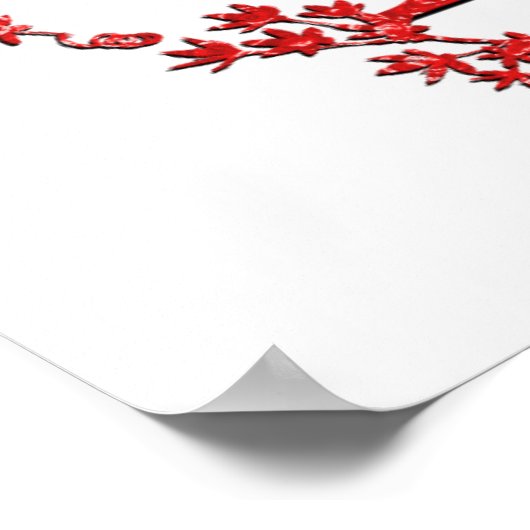 Monogram Letter M Red Leaves Poster (Hoek)