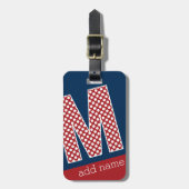 Monogram Letter M - Rode en witte pooldots Bagagelabel (Voorkant verticaal)