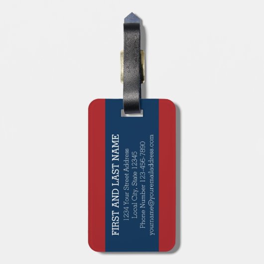 Monogram Letter M - Rode en witte pooldots Bagagelabel (Achterkant verticaal)