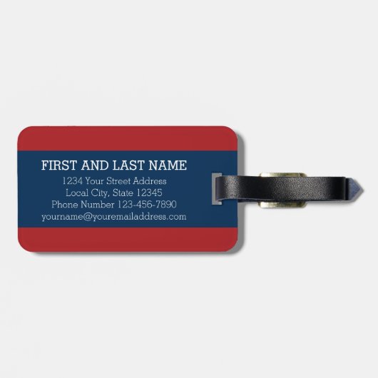 Monogram Letter M - Rode en witte pooldots Bagagelabel (Achterkant horizontaal)