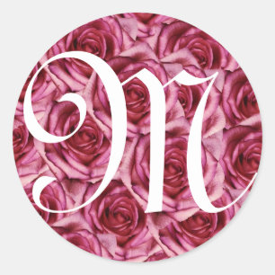 Monogram Letter M Roze Roses Sticker