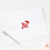 Monogram letter M, Santa hat Kerst sticker (Envelop)