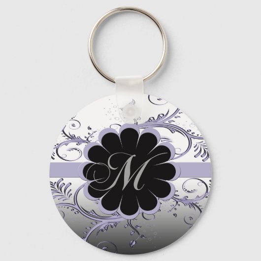 Monogram Letter M Violet Sleutelhanger (Voorkant)