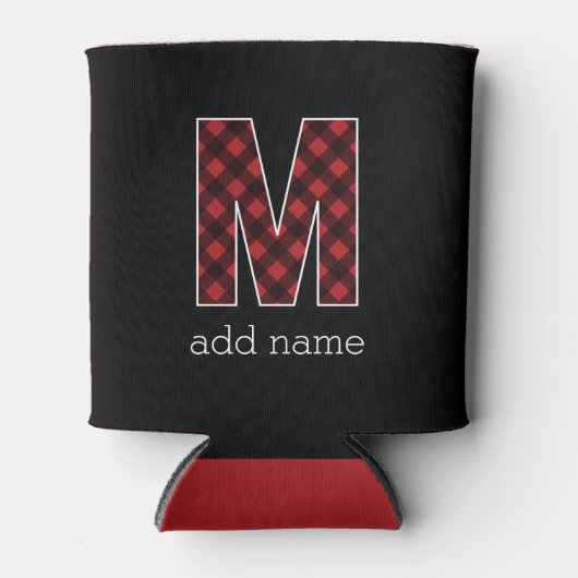 Monogram Letter M - Zwart en rood buffel Blikjeskoeler (Voorkant)