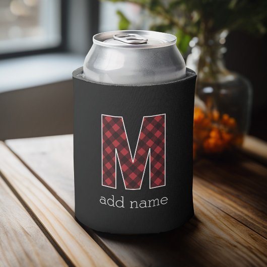 Monogram Letter M - Zwart en rood buffel Blikjeskoeler