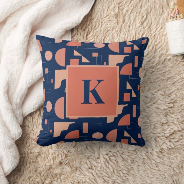 Monogram Letter Modern Abstract geometrisch patroo Kussen (Deken)