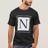 Monogram Letter N Alphabet N Initiaal Navy Blue T-shirt (Voorkant)