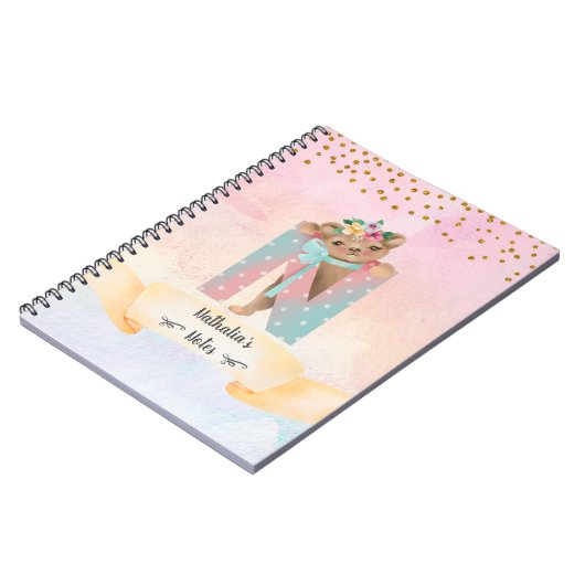 Monogram Letter N Baby Beer Girl Daily Studie Notitieboek (Linkerzijde)