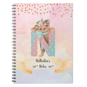 Monogram Letter N Baby Beer Girl Daily Studie Notitieboek