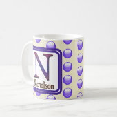 Monogram Letter N Blue Polka Dot Achternaam Initia Koffiemok (Voorkant links)