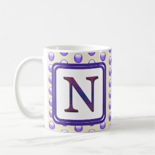 Monogram Letter N Blue Polka Dot Name Initiaal Koffiemok