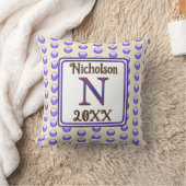 Monogram Letter N Initial Blue Polka Dot Memento Kussen (Deken)