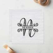 Monogram Letter N met familienaam Notitiekaartje (Voorkant / Achterkant in situ)