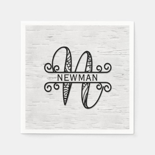Monogram Letter N met familienaam Servet (Voorkant)