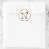 Monogram letter N, Santa hat Kerst sticker (Tas)