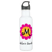 Monogram letter naam mod roze gele bloem waterfles  (Voorkant)