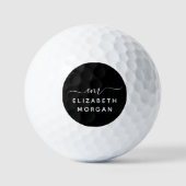 Monogram Letter Naam Modern Schrift Zwart Wit Golfballen (Voorkant)