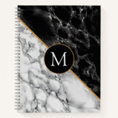 Monogram Letter Notitieboek Black White Marble (Voorkant)