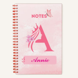 Monogram Letter Notitieboek – Pink Princess Design