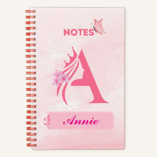 Monogram Letter Notitieboek – Pink Princess Design