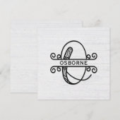 Monogram letter O met familienaam Notitiekaartje (Voorkant / Achterkant)