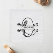 Monogram letter O met familienaam Notitiekaartje (Voorkant / Achterkant in situ)