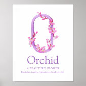Monogram letter O orchidee naam waterverf kinder k Poster (Voorkant)