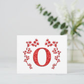 Monogram Letter O Red Leaves Briefkaart (Staand voorkant)