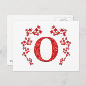 Monogram Letter O Red Leaves Briefkaart (Voorkant / Achterkant)