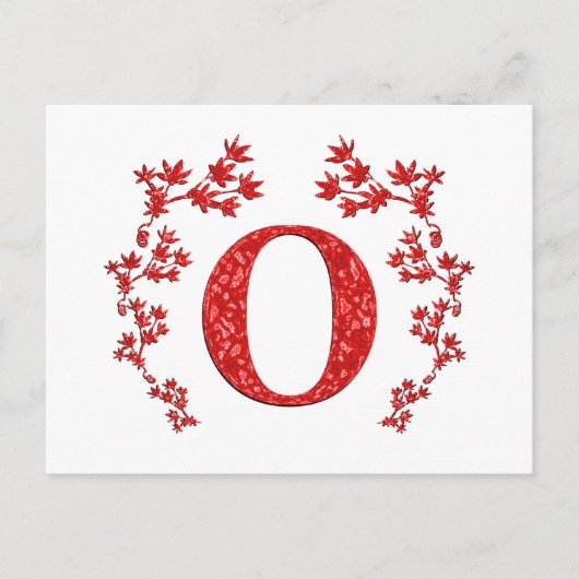 Monogram Letter O Red Leaves Briefkaart (Voorkant)